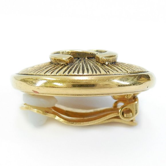 CHANEL GOLD CC CLIP EARRINGS! AUTHENTIC! - Picture 2 of 4